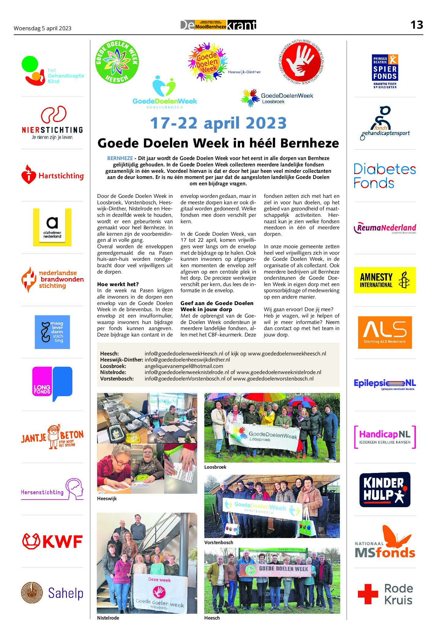 GoedeDoelenWeek in heel Bernheze 17 – 22 april 2023